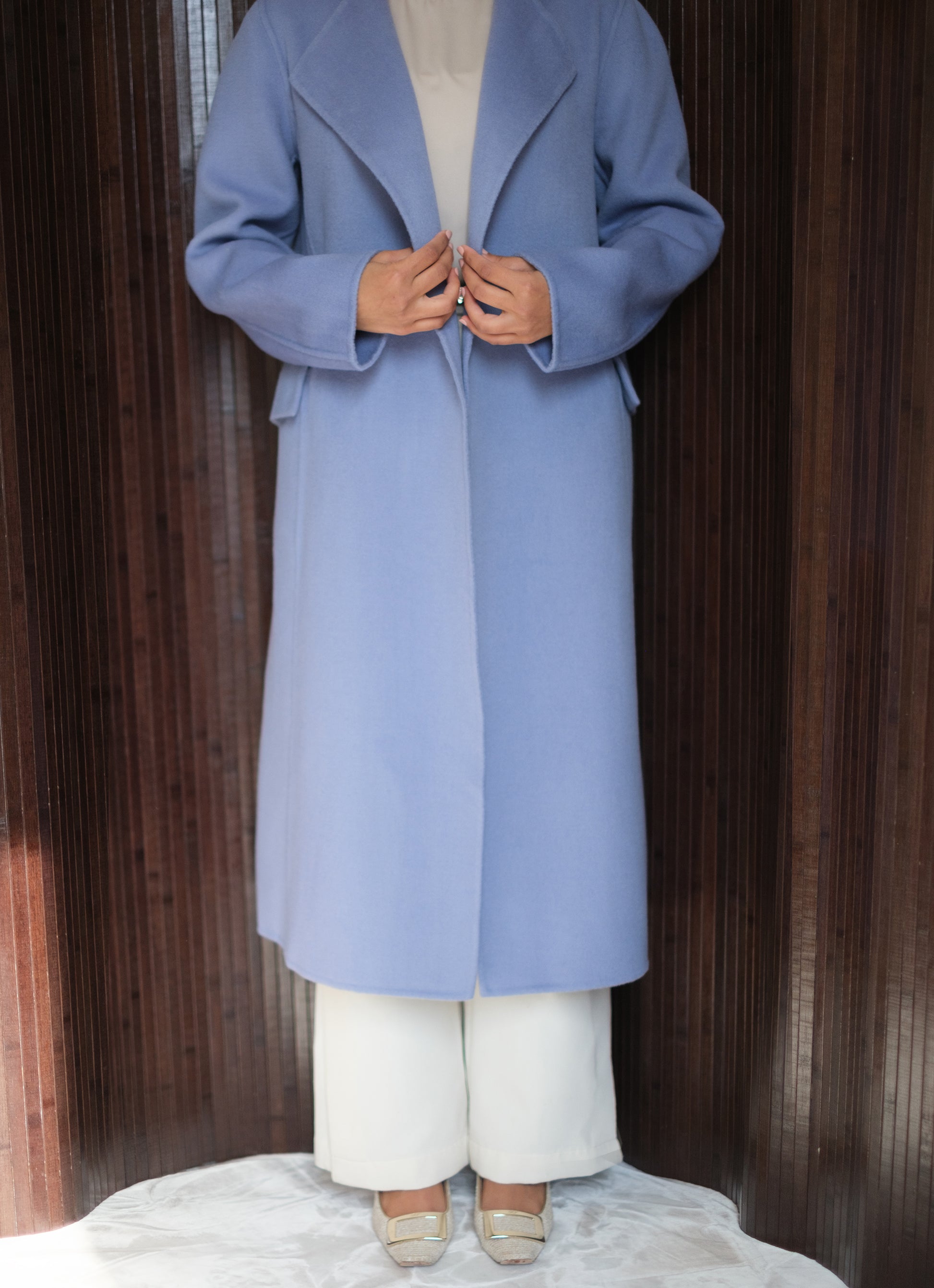 Wool Cashmere Blue Overcoat