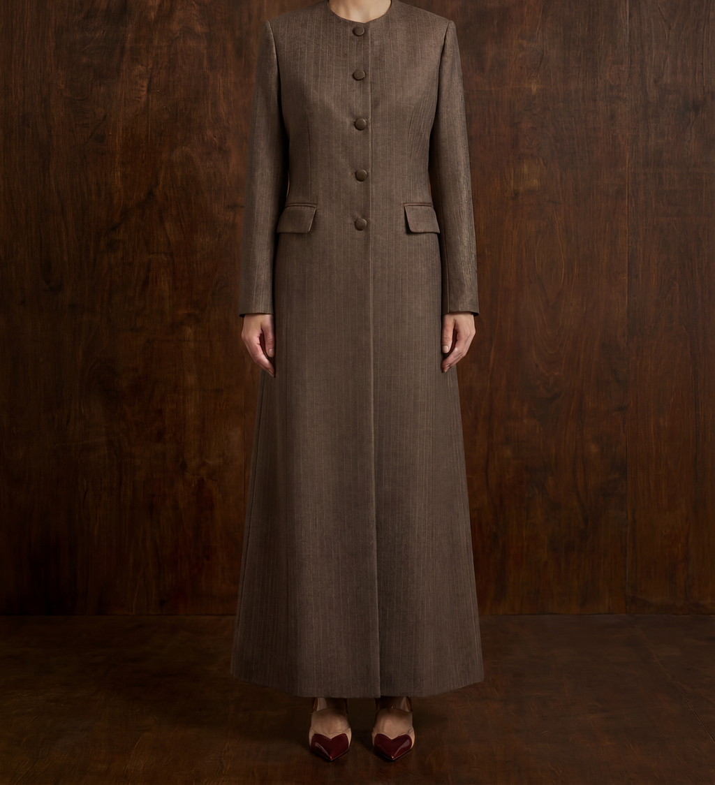 Brown Pinstripe Abaya