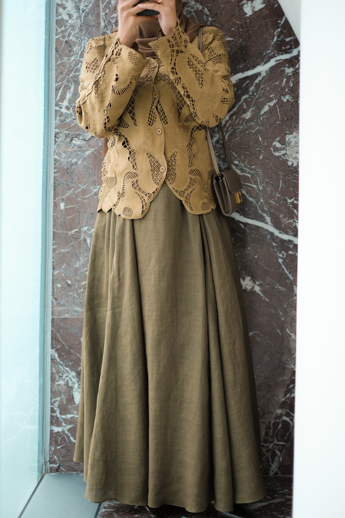 The Flow Linen Skirt in Olive