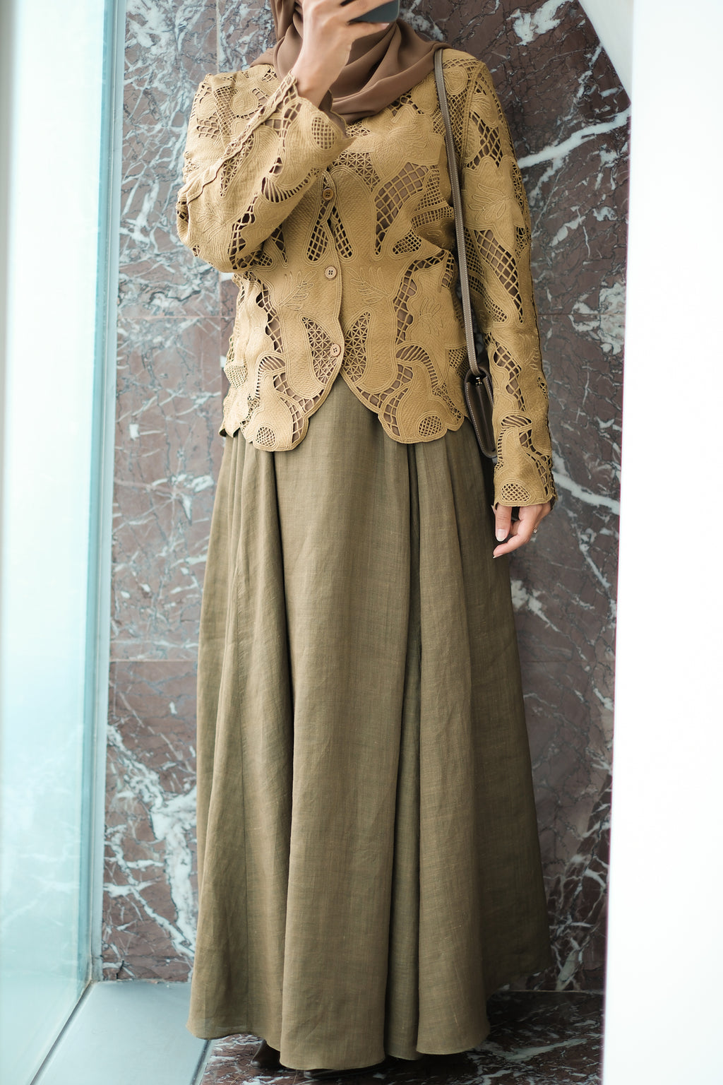 The Flow Linen Skirt in Olive