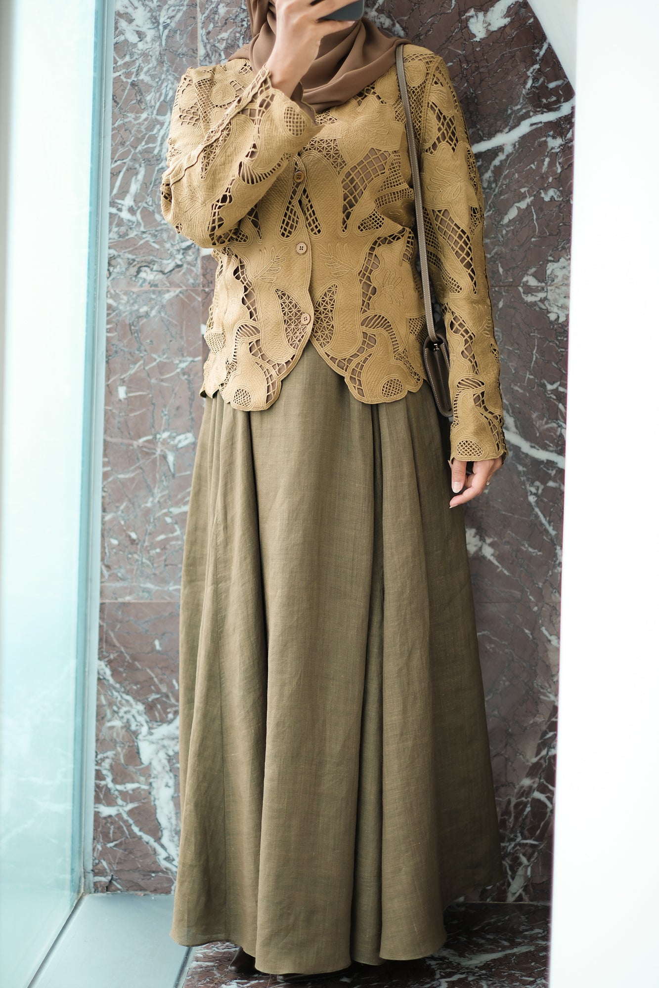 The Flow Linen Skirt in Olive