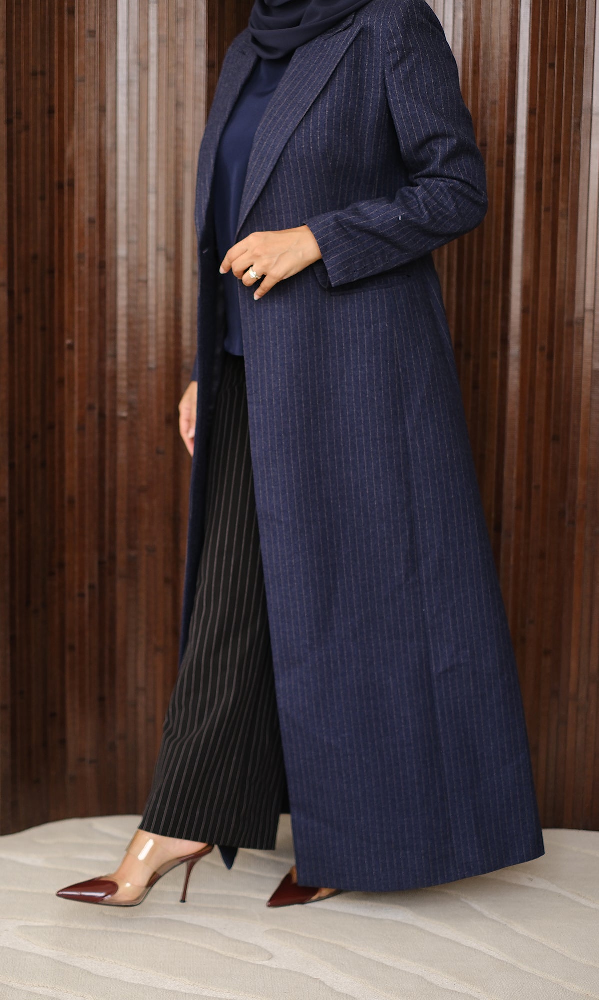 Navy Pinstripe Abaya