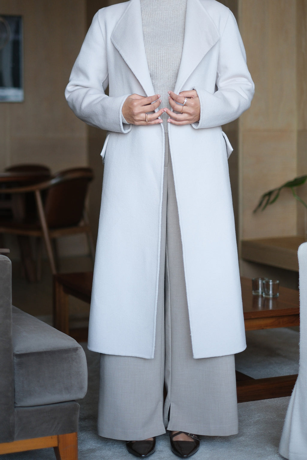 Wool Cashmere Cream Overcoat