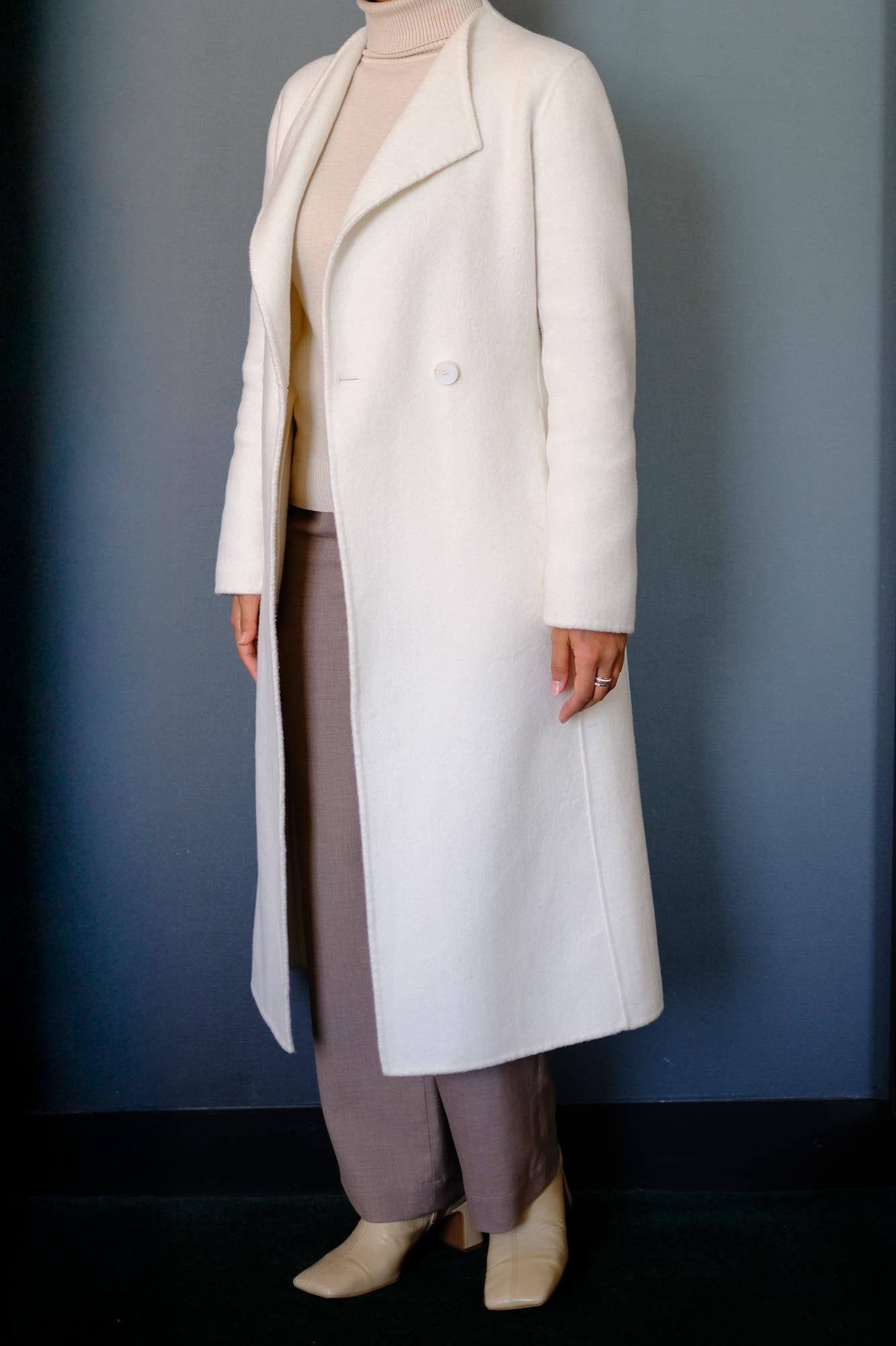 Wool Cashmere Off White Overcoat