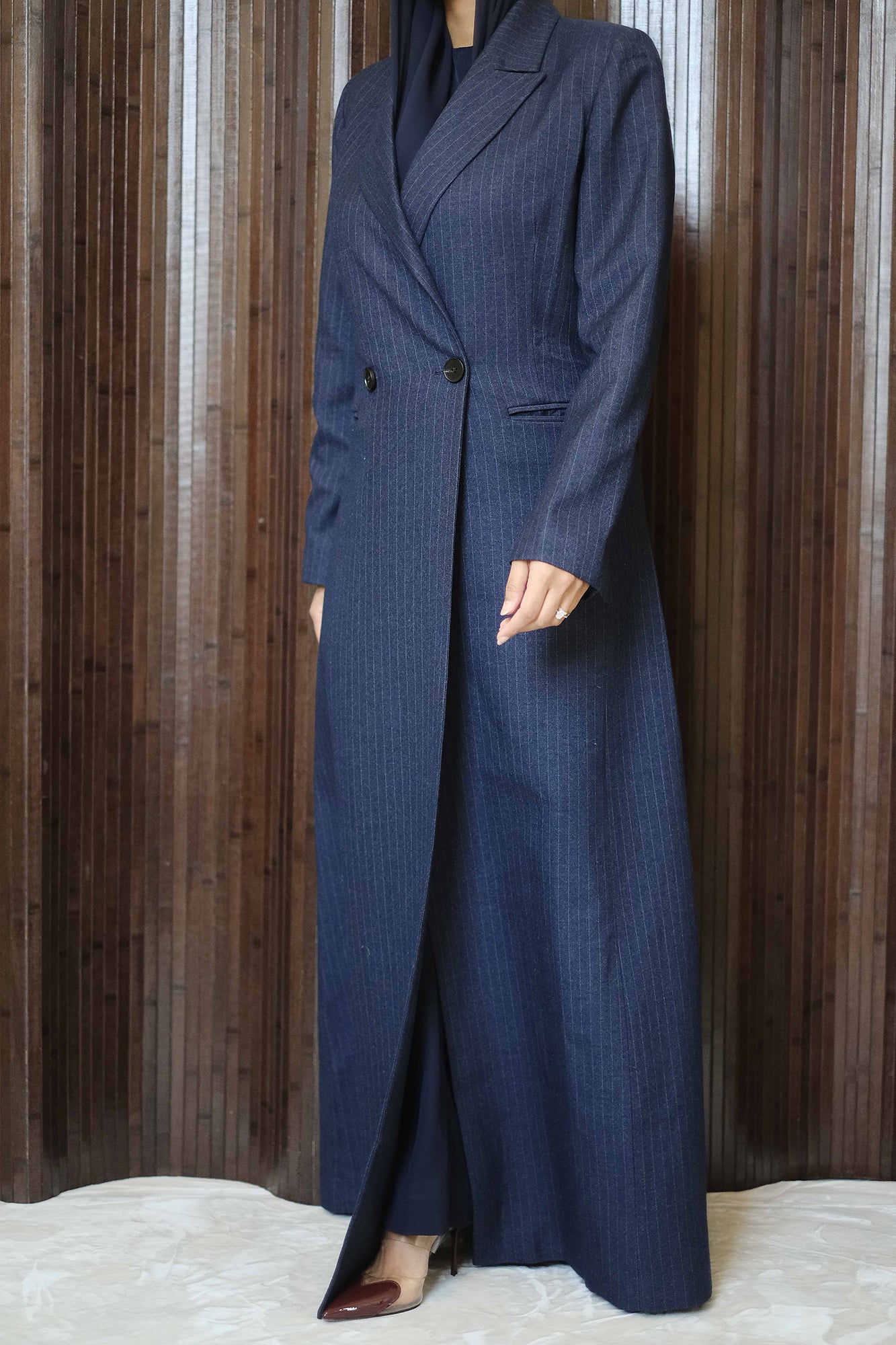Navy Pinstripe Abaya