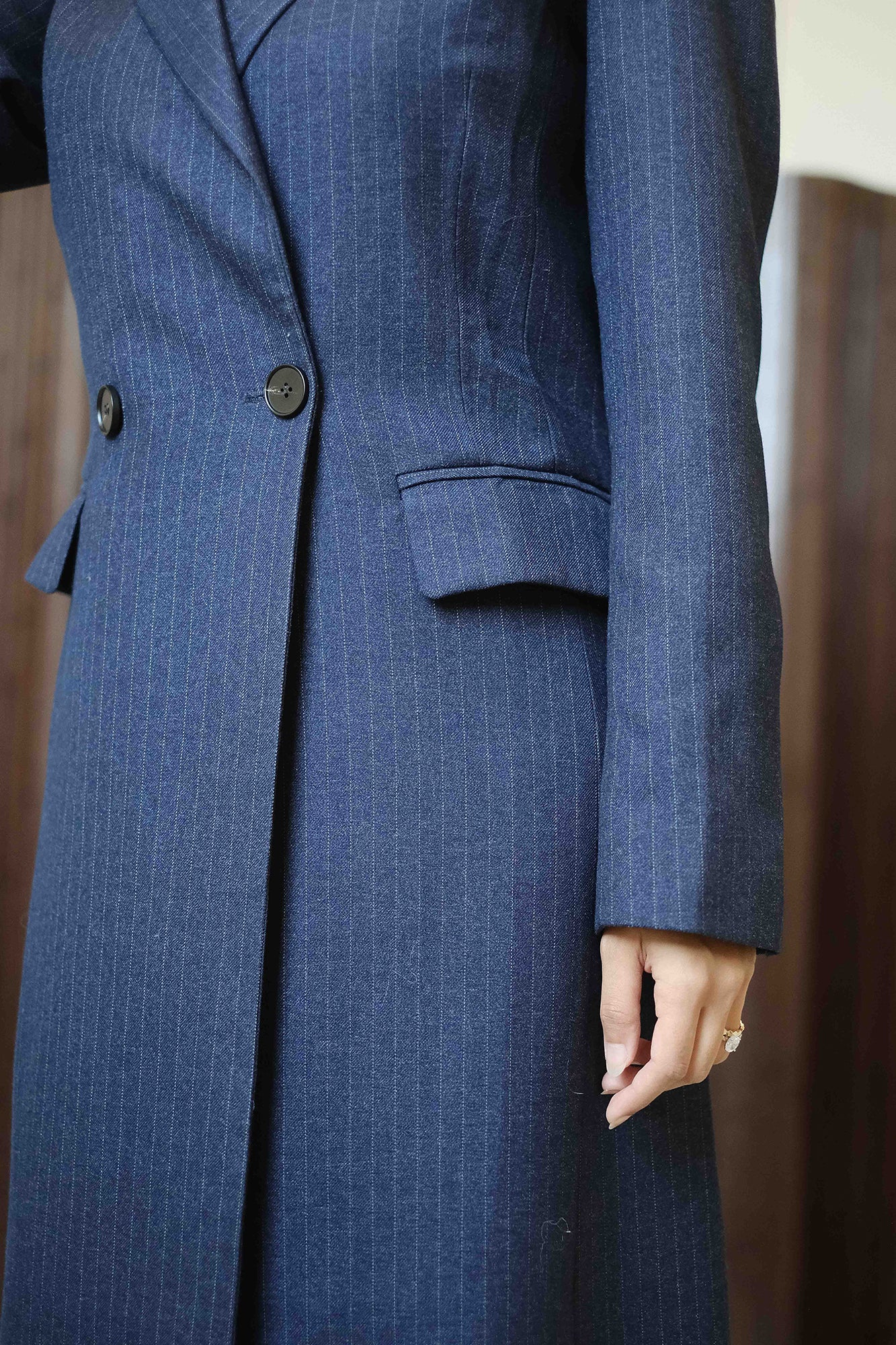 Navy Pinstripe Abaya