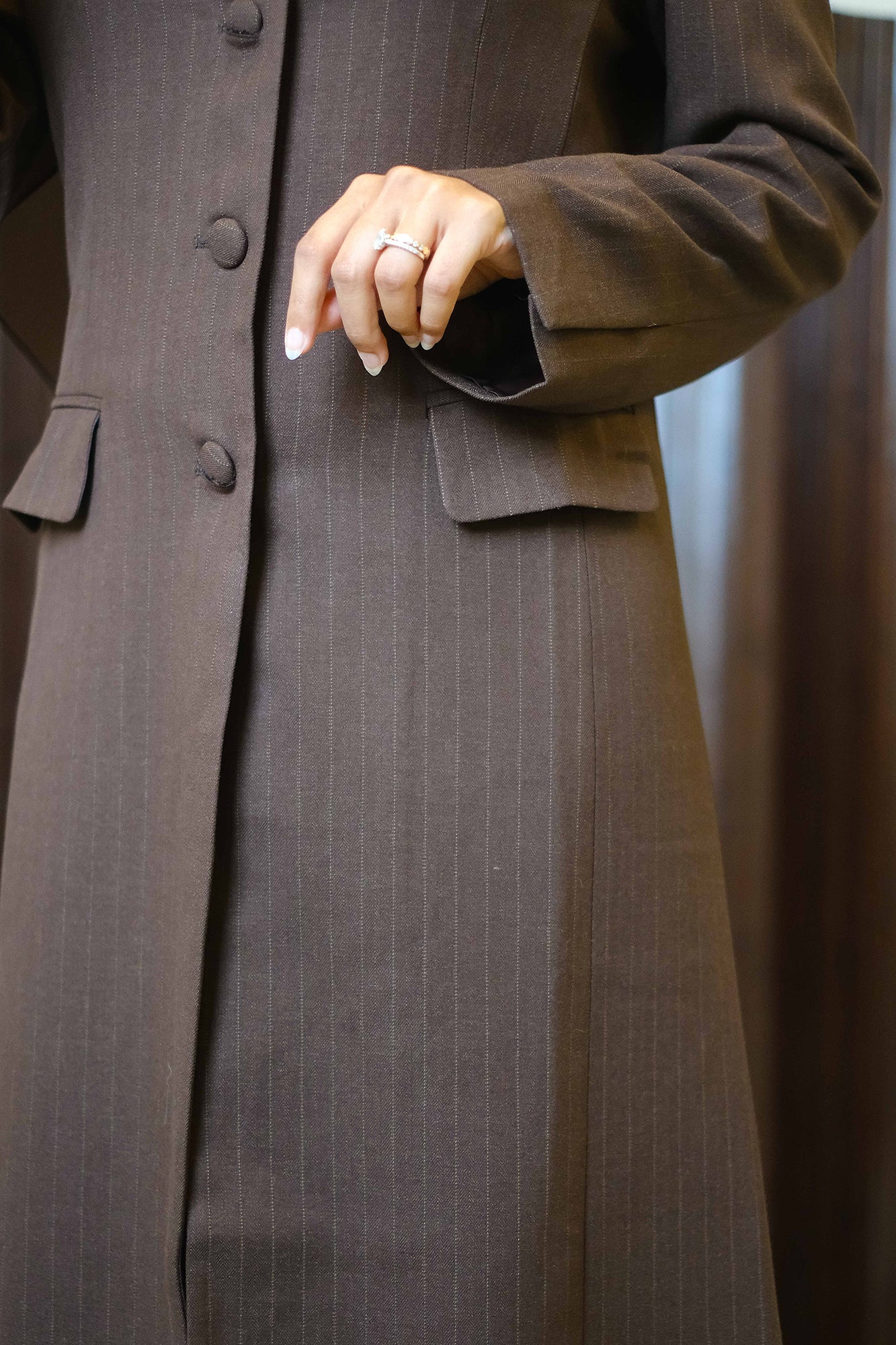 Brown Pinstripe Abaya