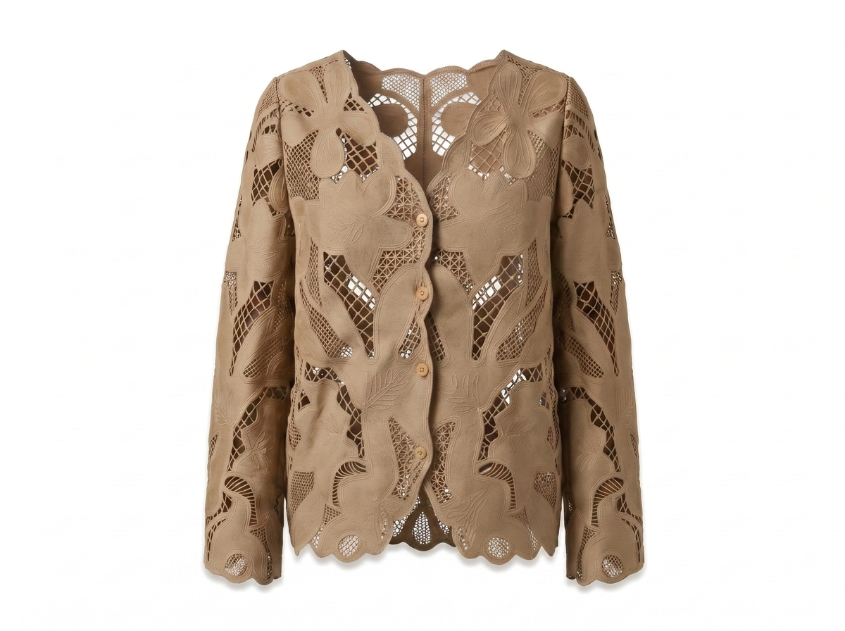 Guipure Cardigan in Olive