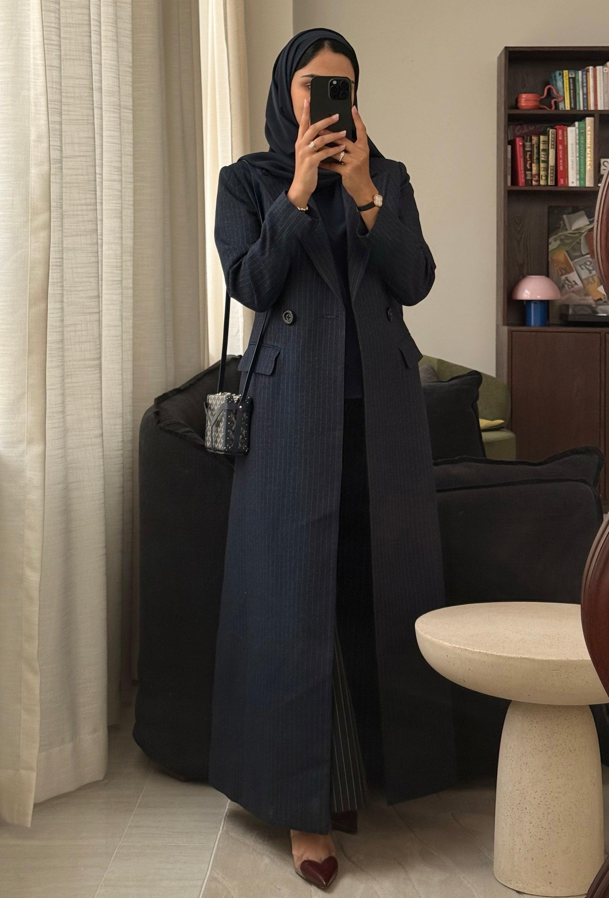 Navy Pinstripe Abaya