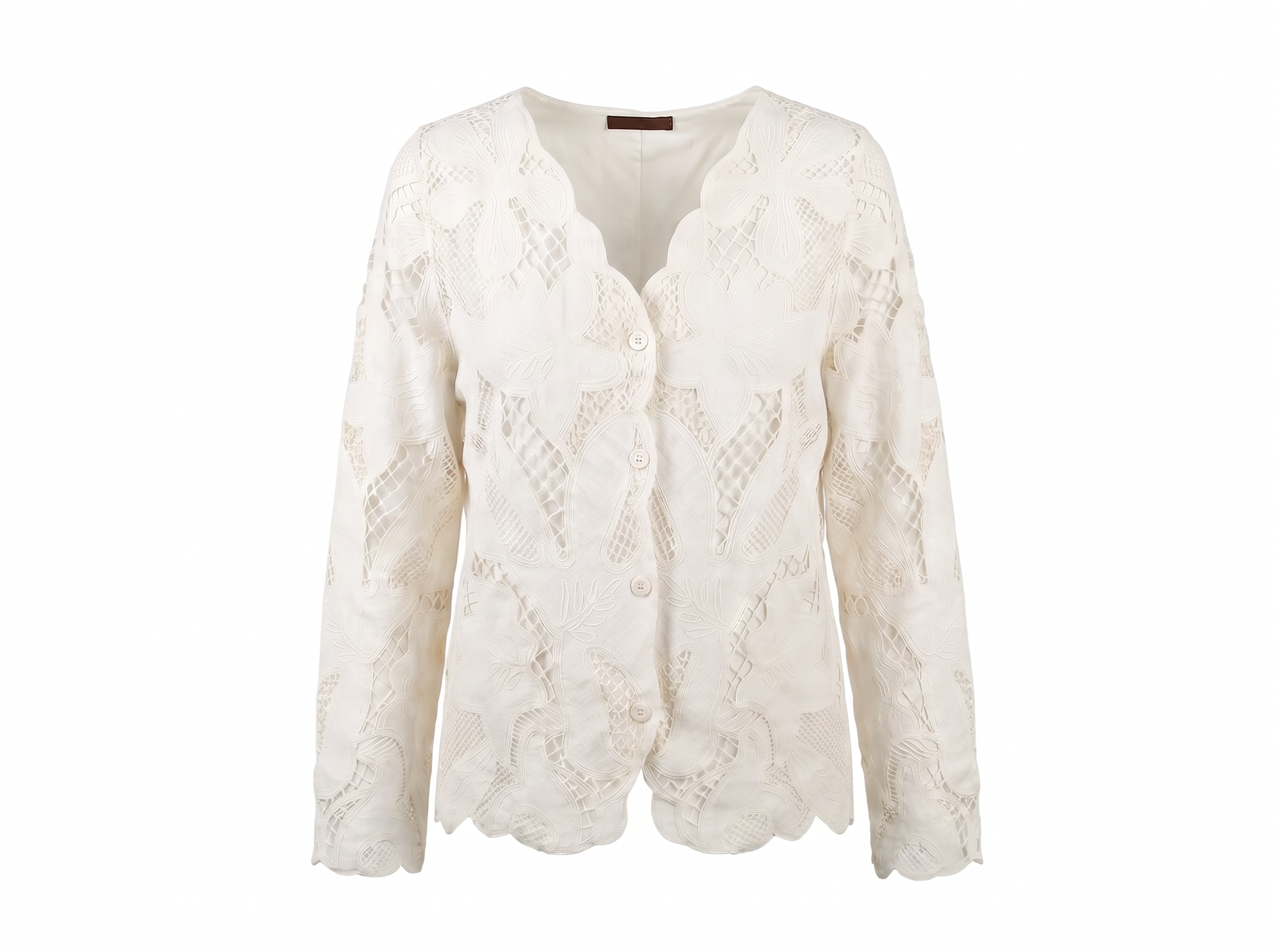 Lined Guipure Cardigan in Off White