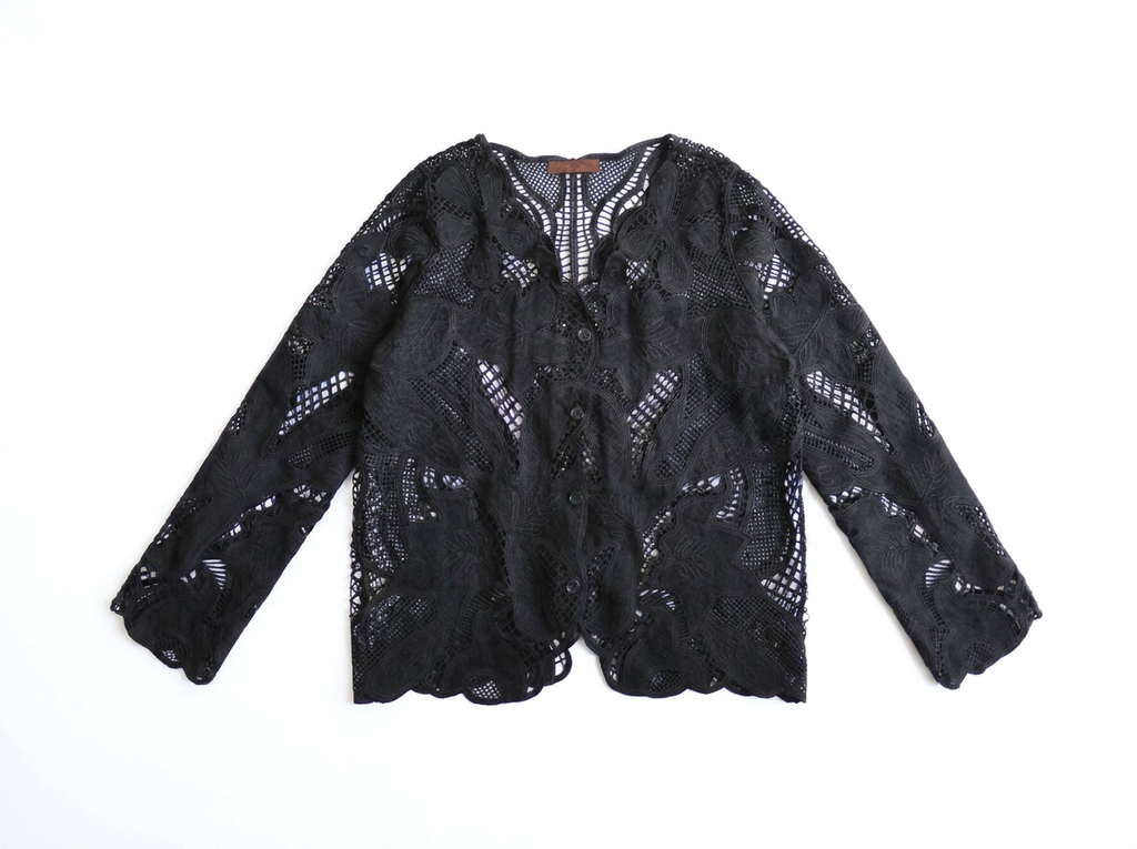 Guipure Cardigan in Black
