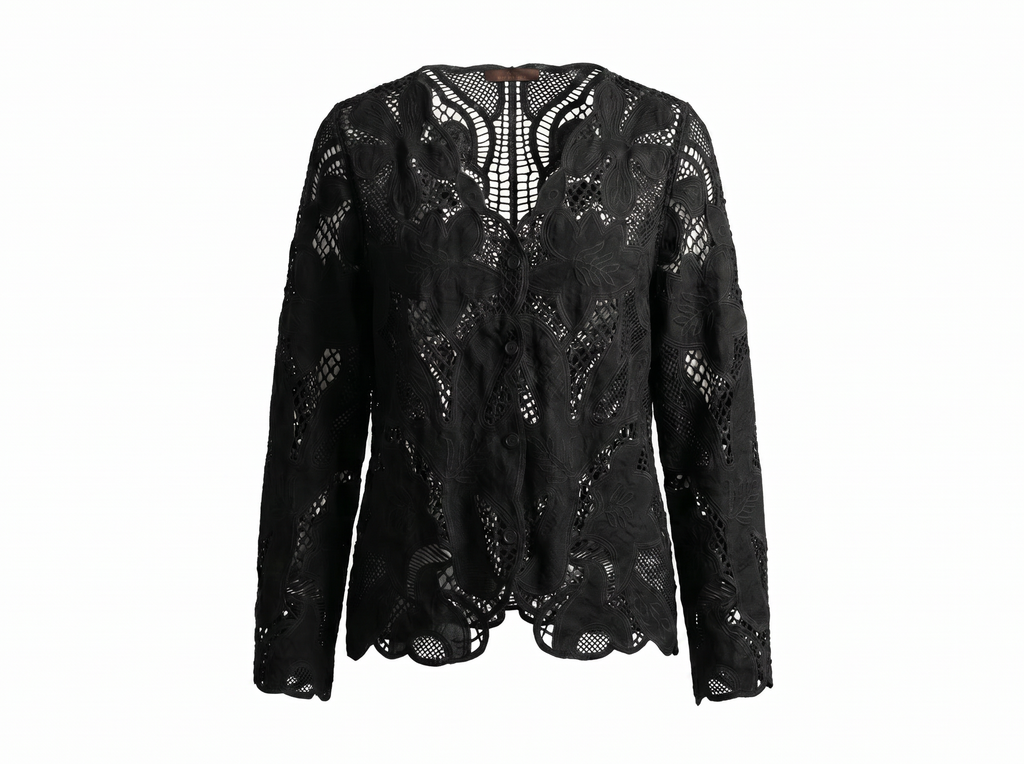 Guipure Cardigan in Black