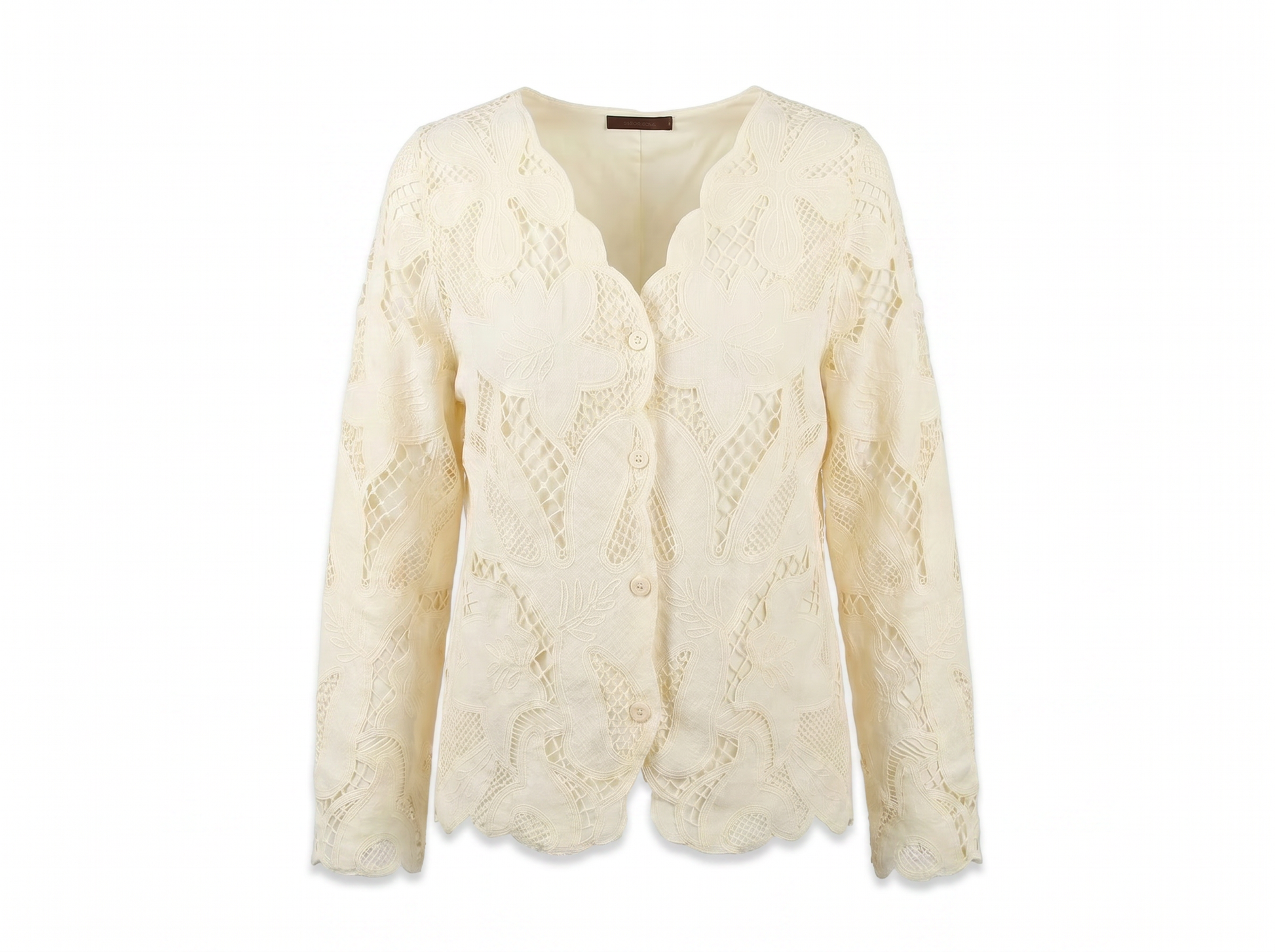 Lined Guipure Cardigan in Cream