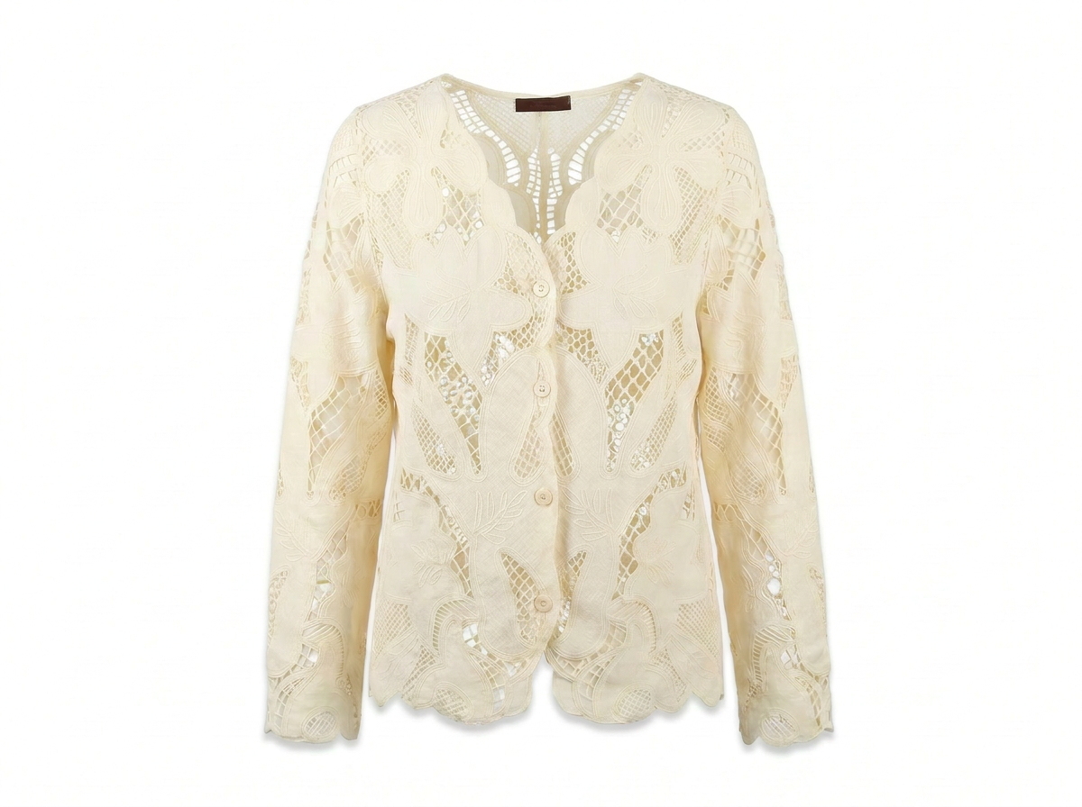 Guipure Cardigan in Cream