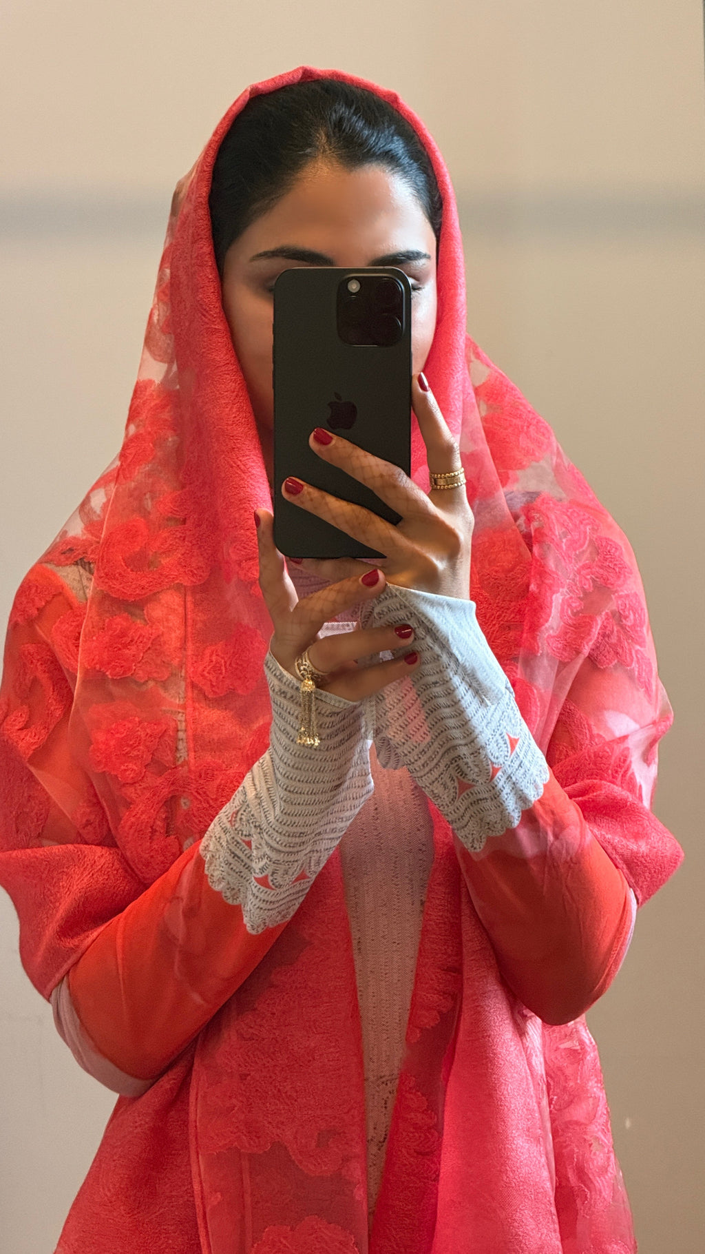 Red Sheer Scarf